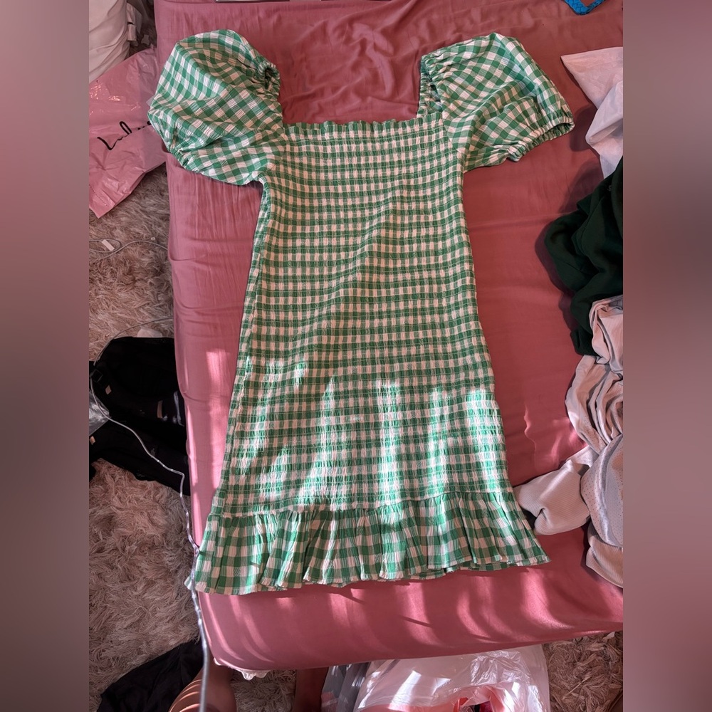 Steve Madden Green Checkered Dress
